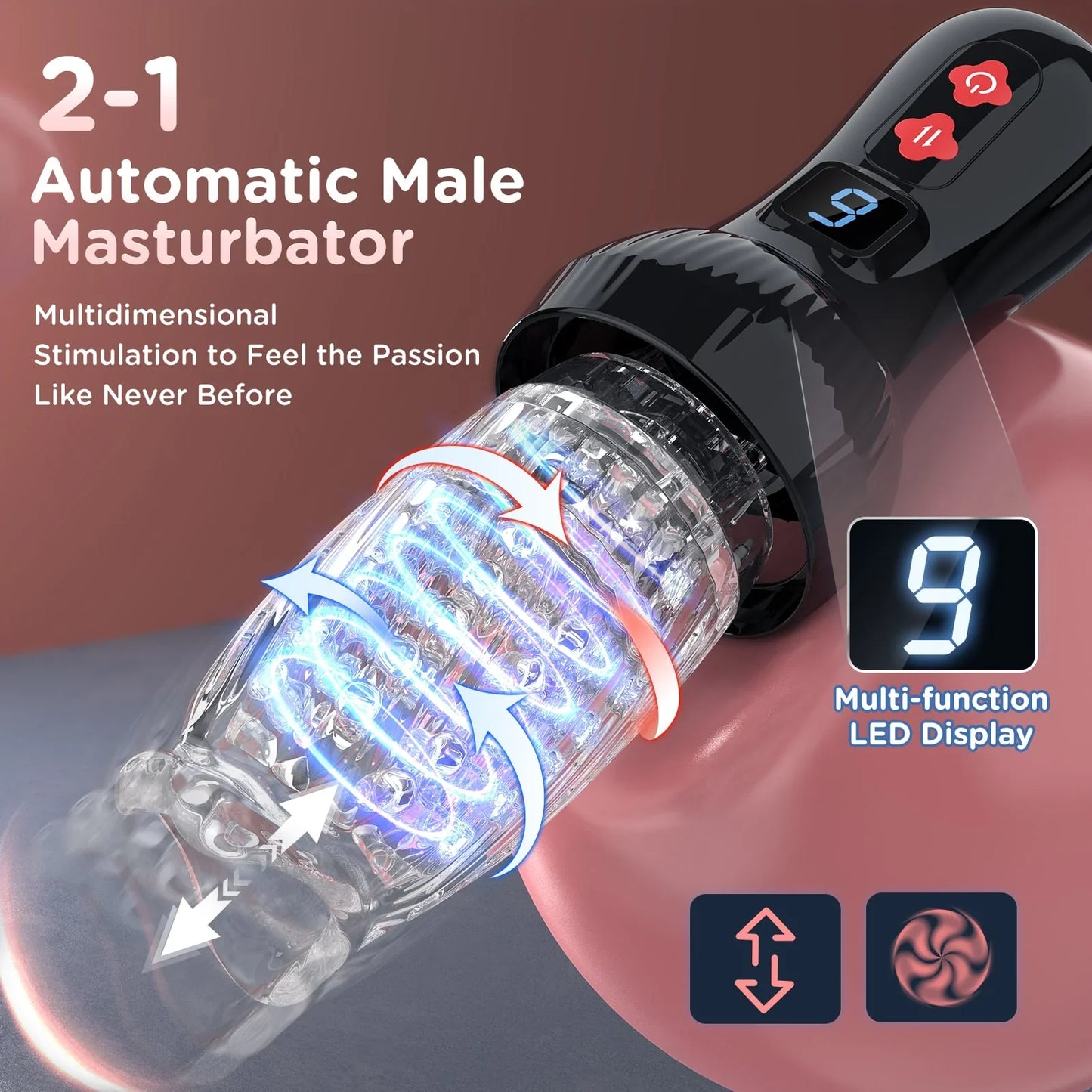 UPGRADED 2 IN 1 POWERFUL AUTOMATIC THRUSTING AND ROTATING MALE MASTURBATOR